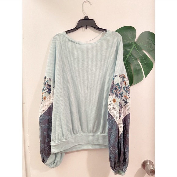 Free People Mint Sweater Long Sleeve Floral Large - Picture 4 of 12